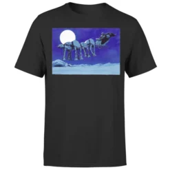 Star Wars Christmas ATAT Darth Vader Sleigh Black T-Shirt