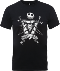 Disney The Nightmare Before Christmas Jack Skellington Misfit Love Black T-Shirt