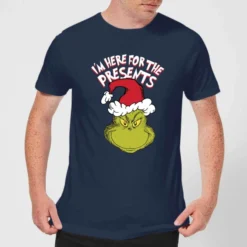 Dr. Seuss The Grinch Im Here For The Presents Men's Christmas T-Shirt - Navy