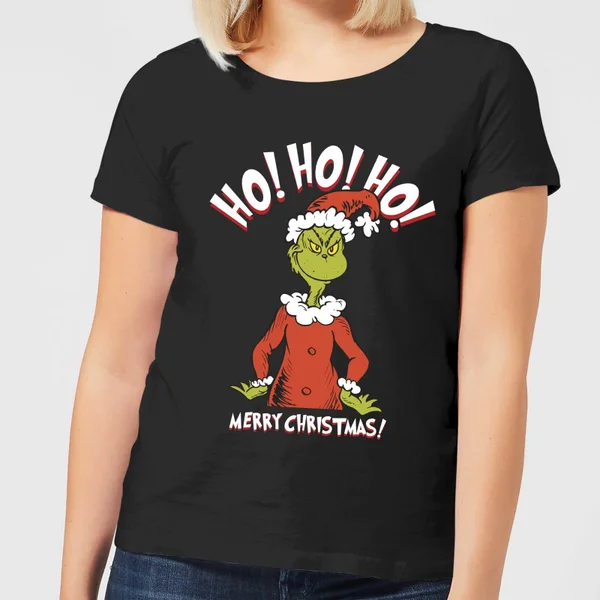 Dr. Seuss The Grinch Ho Ho Ho Smile Women's Christmas T-Shirt - Black 1 Dr. Seuss The Grinch Ho Ho Ho Smile Women's Christmas T-Shirt - Black