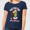 Dr. Seuss The Grinch Ho Ho Ho Women's Christmas T-Shirt - Navy