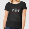 Dr. Seuss The Grinch Pattern Women's Christmas T-Shirt - Black