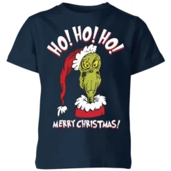 Dr. Seuss The Grinch Ho Ho Ho Kids Christmas T-Shirt - Navy