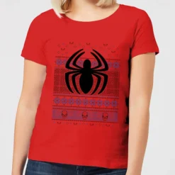 Marvel Avengers Spider-Man Logo Women's Christmas T-Shirt - Red