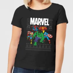 Marvel Avengers Group Women's Christmas T-Shirt - Black