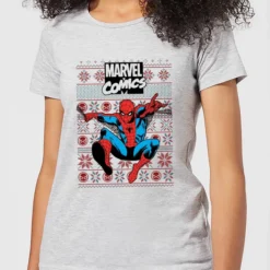 Marvel Avengers Classic Spider-Man Women's Christmas T-Shirt - Grey