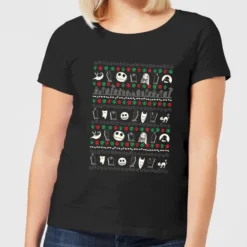 Disney Nightmare Before Christmas Jack Sally Zero Faces Women's T-Shirt - Black