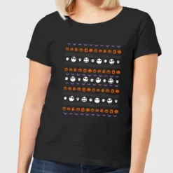 Disney Nightmare Before Christmas Jack Pumpkin Faces Women's T-Shirt - Black