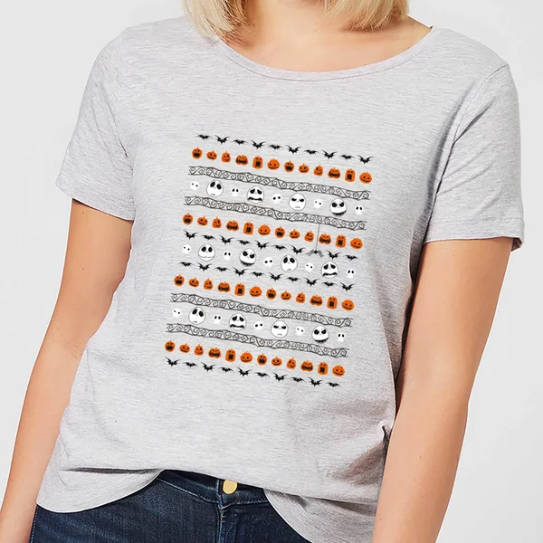 Disney Nightmare Before Christmas Jack Pumpkin Faces Women's T-Shirt - Grey 1 Disney Nightmare Before Christmas Jack Pumpkin Faces Women's T-Shirt - Grey