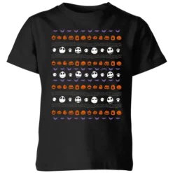 Disney The Nightmare Before Christmas Jack Pumpkin Faces Kids' T-Shirt - Black