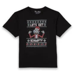 Rick And Morty Lets Get Schwifty Men's Christmas T-Shirt - Black
