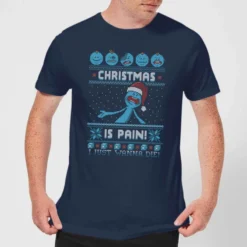 Rick And Morty Mr Meeseeks Pain Men's Christmas T-Shirt - Navy