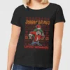 Cartoon Network Johnny Bravo Johnny Bravo Pattern Women's Christmas T-Shirt - Black