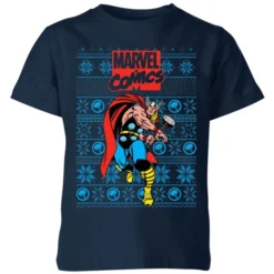 Marvel Avengers Thor Kids Christmas T-Shirt - Navy