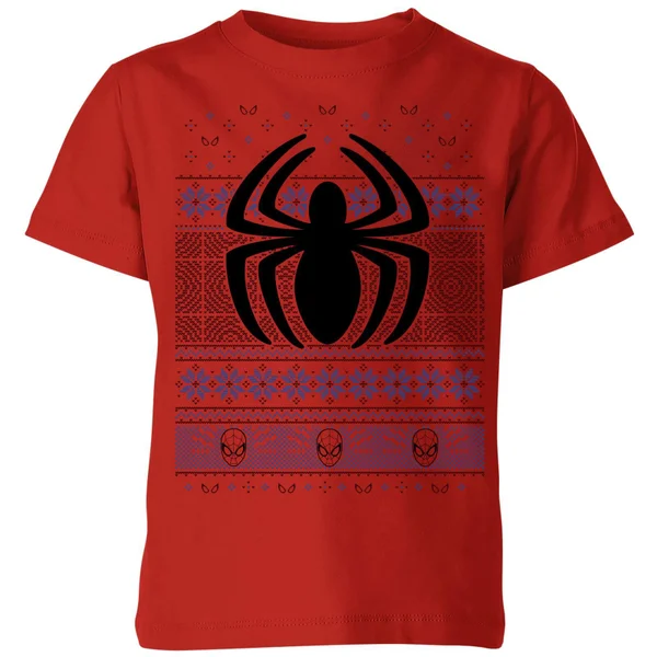 Marvel Avengers Spider-Man Logo Kids Christmas T-Shirt - Red 1 Marvel Avengers Spider-Man Logo Kids Christmas T-Shirt - Red