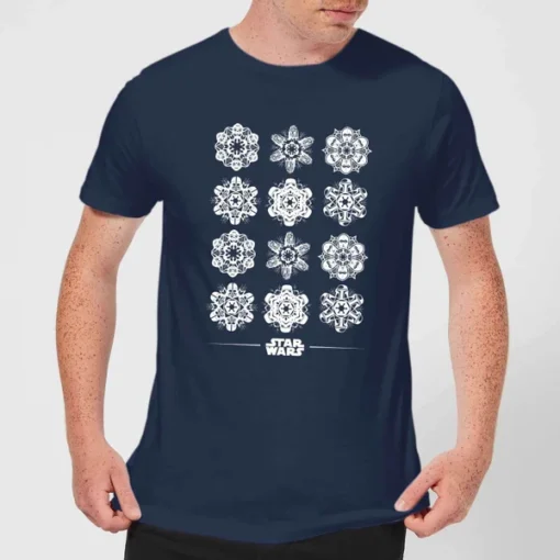 Star Wars Snowflake Men's Christmas T-Shirt - Navy -STAR WARS Store 11929492 1714622427850602