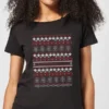 Star Wars On The Naughty List Pattern Women's Christmas T-Shirt - Black