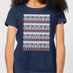 Star Wars AT-AT Pattern Women's Christmas T-Shirt - Navy