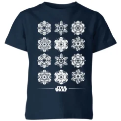 Star Wars Snowflake Kids Christmas T-Shirt - Navy