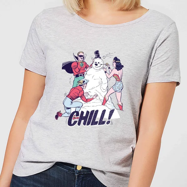 DC COMICS DC Chill! Women's Christmas T-Shirt - Grey 1 DC COMICS DC Chill! Women's Christmas T-Shirt - Grey