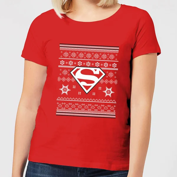 DC COMICS DC Superman Women's Christmas T-Shirt - Red 1 DC COMICS DC Superman Women's Christmas T-Shirt - Red