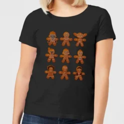 Star Wars Gingerbread Characters Women's Christmas T-Shirt - Black