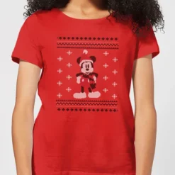 Disney Mickey Scarf Women's Christmas T-Shirt - Red