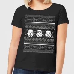 Star Wars Stormtrooper Knit Women's Christmas T-Shirt - Black