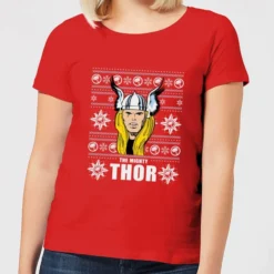 Marvel Thor Face Women's Christmas T-Shirt - Red