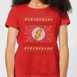 DC COMICS DC Flash Knit Women's Christmas T-Shirt - Red