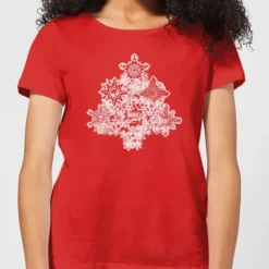 Marvel Shields Snowflakes Women's Christmas T-Shirt - Red