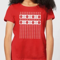 Marvel Deadpool Snowflakes Women's Christmas T-Shirt - Red