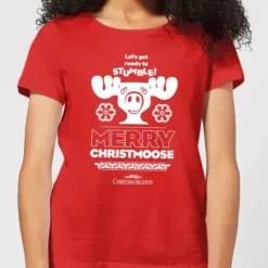 National Lampoon Merry Christmoose Women's Christmas T-Shirt - Red