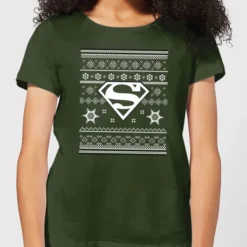 DC COMICS DC Superman Women's Christmas T-Shirt - Forest Green