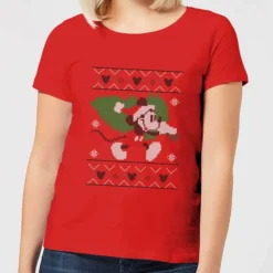 Disney Tree Mickey Women's Christmas T-Shirt - Red