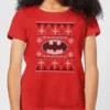 DC Comics Batman Knit Women's Christmas T-Shirt In Red