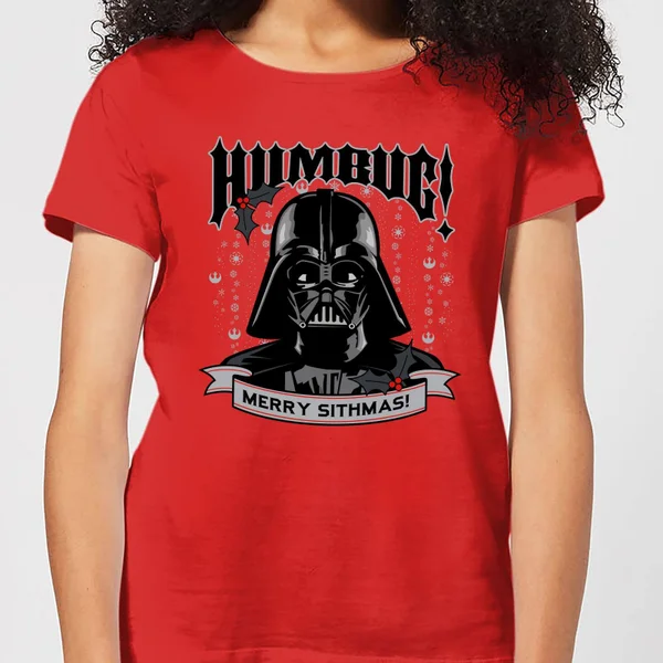 Star Wars Darth Vader Humbug Women's Christmas T-Shirt - Red 1 Star Wars Darth Vader Humbug Women's Christmas T-Shirt - Red