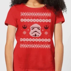 Star Wars Stormtrooper Knit Women's Christmas T-Shirt - Red