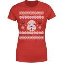 Star Wars Stormtrooper Knit Women's Christmas T-Shirt - Red 5 Star Wars Stormtrooper Knit Women's Christmas T-Shirt - Red - Image 5