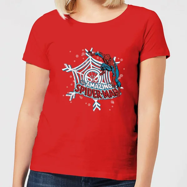 Marvel Spider-Man Women's Christmas T-Shirt - Red 1 Marvel Spider-Man Women's Christmas T-Shirt - Red
