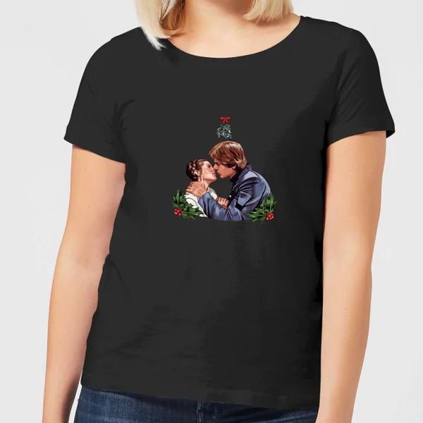 Star Wars Mistletoe Kiss Women's Christmas T-Shirt - Black 1 Star Wars Mistletoe Kiss Women's Christmas T-Shirt - Black