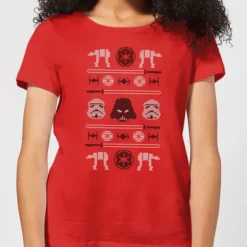 Star Wars Imperial Knit Women's Christmas T-Shirt - Red