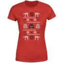 Star Wars Imperial Knit Women's Christmas T-Shirt - Red 5 Star Wars Imperial Knit Women's Christmas T-Shirt - Red - Image 5