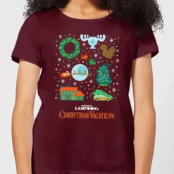 National Lampoon Griswold Christmas Starter Pack Women's Christmas T-Shirt - Burgundy