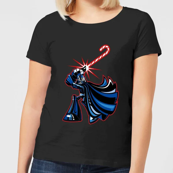 Star Wars Candy Cane Darth Vader Women's Christmas T-Shirt - Black 1 Star Wars Candy Cane Darth Vader Women's Christmas T-Shirt - Black