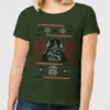 Star Wars Darth Vader Face Knit Women's Christmas T-Shirt - Forest Green