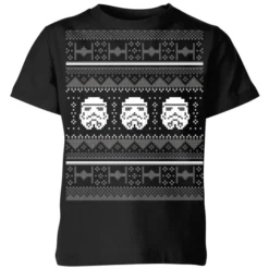 Star Wars Stormtrooper Knit Kids' Christmas T-Shirt - Black