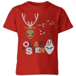 Disney Frozen Olaf And Sven Kids' Christmas T-Shirt - Red