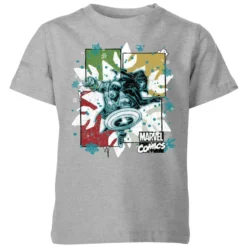 Marvel Black Widow Captain America Kids' Christmas T-Shirt - Grey