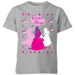 Disney Princess Silhouettes Kids' Christmas T-Shirt - Grey